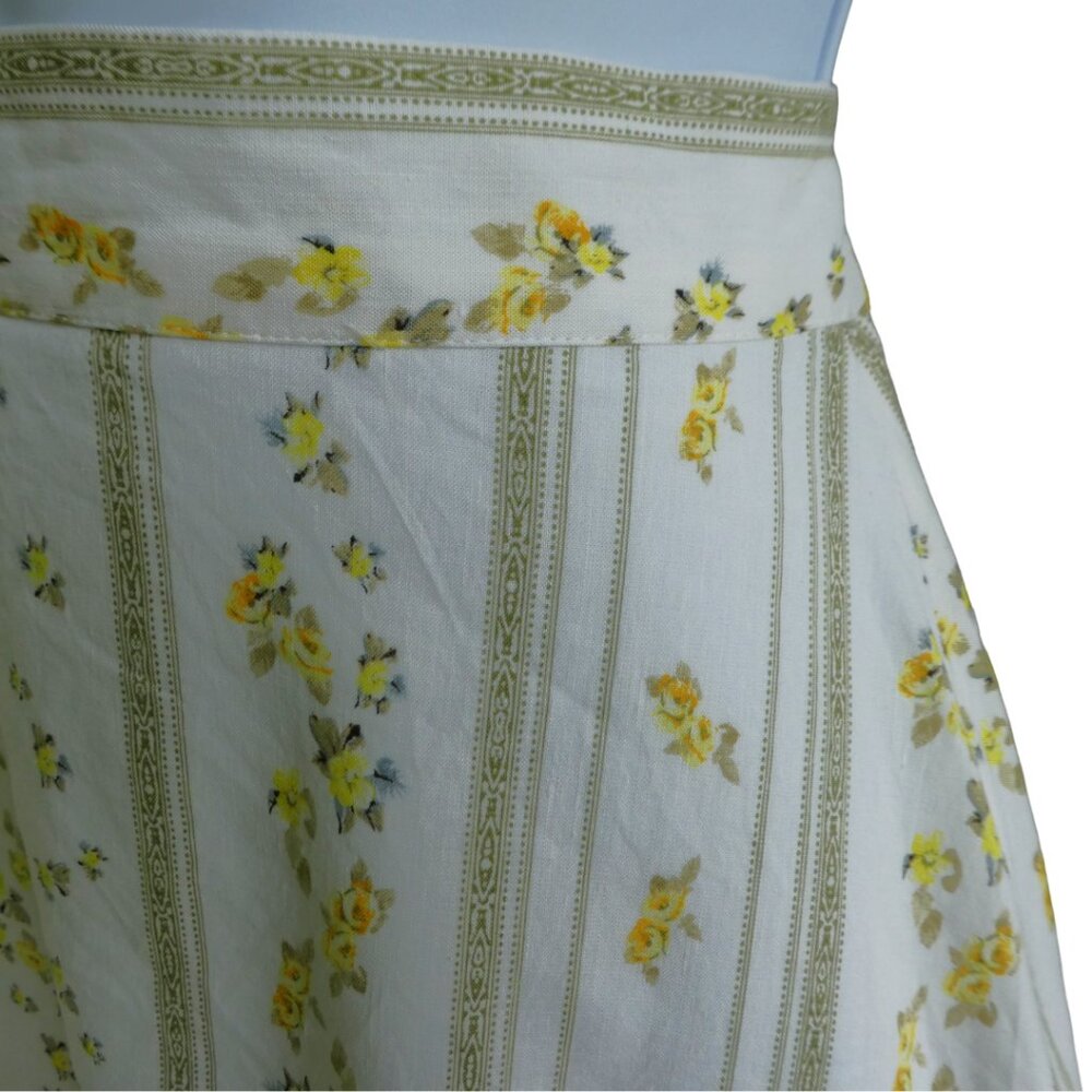 LiNeN Antonio Melani Country Muriel Floral Midi Skirt Prairie Ruffle Hem Cottage - Picture 4 of 7